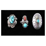 Navajo Old Pawn Sterling Silver & Turquoise Rings