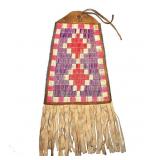 Crow Fully Quilled Hide Dispatch Bag c. 1890