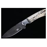 Montana Mountain Scrimshaw Damascus Knife Bozeman