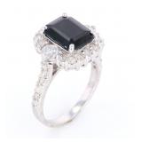 Dark Blue Sapphire & Diamond 14K Ring