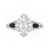 Vintage Estate Marquise Diamond & Sapphire Ring