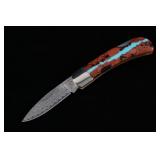 Vein Turquoise & Raindrop Damascus Knife