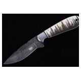 Montana Forest Scrimshaw Damascus Knife Bozeman