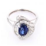 Vintage Estate Blue Sapphire & Diamond PT950 Ring