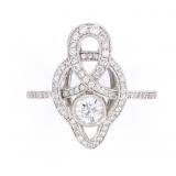 Antique Style Delicate Diamond Platinum Ring