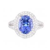 RARE AAA Quality Tanzanite & Diamond Platinum Ring