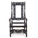 19th Century Flemish Style Carved Throne Chair
