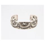 Navajo Allen Lee Repousse Sterling Silver Bracelet