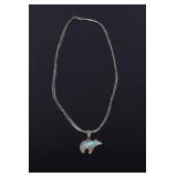 Navajo Sterling Bear with Turquoise Arrow Necklace