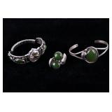 Navajo Jadeite & Silver Watch Ring & Bracelet