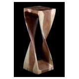 Mid-Century Modern Twist Carved Wood Pedestal
