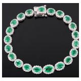 Luxury 7.79 ct Emerald & 2.42 Diamond 18K Bracelet