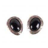 Navajo Teddy Goodluck Onyx & Sterling Earrings