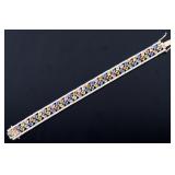 16.53 ct Multi-Colored Sapphire & Diamond Bracelet