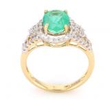 Green Emerald & Diamond 14K Gold Ring