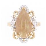 Rare Ethiopian Opal & Diamond 14K Gold Ring