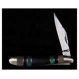 Navajo Malachite & Onyx Buffalo Pocket Knife