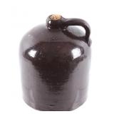 Salt Glazed Whiskey Pottery Jar w/ Cork C. 1800