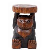 Carved Wood Bear Pedestal