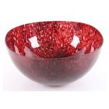 Kosta Boda Signed Red Art Glass Serving Bowl