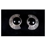 Zuni Onyx & Sterling Silver Earrings