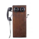 Northern Electric Oak Wall Mounted Crank Telephone