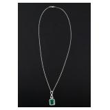 Beautiful Classic Green Emerald & Diamond Necklace