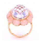 Amethyst and Pink Opal 14K Gold Ring