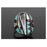 Zuni John & Rosalie Bowannie Sterling Inlaid Ring