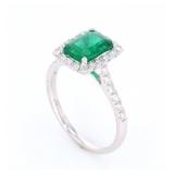 Beautiful Emerald & Diamond Antique Style 18K Ring