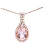 Morganite and Diamond 14K Rose Gold Necklace