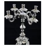 Ornate Silver Plated Five Candle Stick Holder