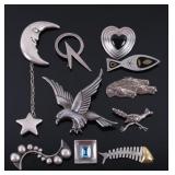 Mexico Sterling Silver Assorted Pin Collection