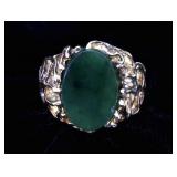 Jadeite Sterling & Gold Sandcast Men