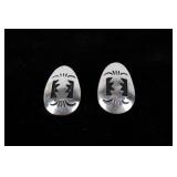 Navajo T&R Singer Sterling Silver Stamped Earrings