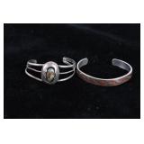 Navajo Old Pawn & Coral Chip Inlay Bracelets