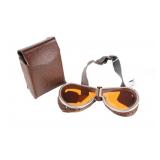 World War II Leather Folding Dust Goggles w/ Case