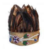 Chippewa Feathered Beaded Hide Dance Headdress