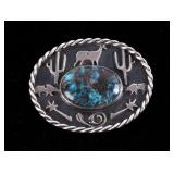 Navajo Pilot Mountain & Sterling Silver Effigy Pin