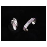 Navajo Sterling Mother of Pearl Ring and Bracelet