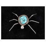 Navajo Silver & Turquoise Spider/Bug Fetish Pin