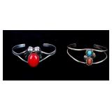 Navajo Split Band & Stone Signed Bracelets