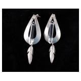 Navajo Signed Sterling Silver &  Prism Earrings