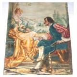 French Hand Painted Garden Scene Tapestry