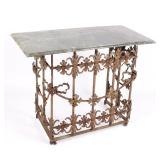 Wrought Iron & Green Marble Entry Table