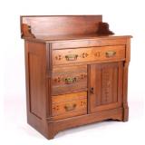 Antique Eastlake Spoon Carved Walnut Vanity