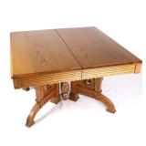 Antique Spoon Carved Square Top Oak Dinner Table