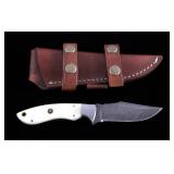 CFK Damascus Exotic Camel Bone Knife & Scabbard