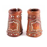 Early Tacked Leather Cowboy Cuffs