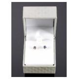 Montana Yogo Sapphire Square Cut Earrings